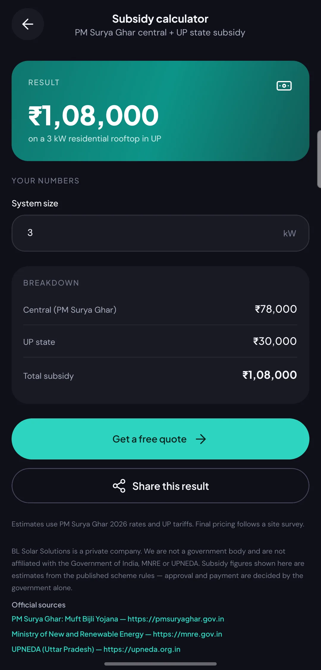 PM Surya Ghar central subsidy and the UP state subsidy, applied together